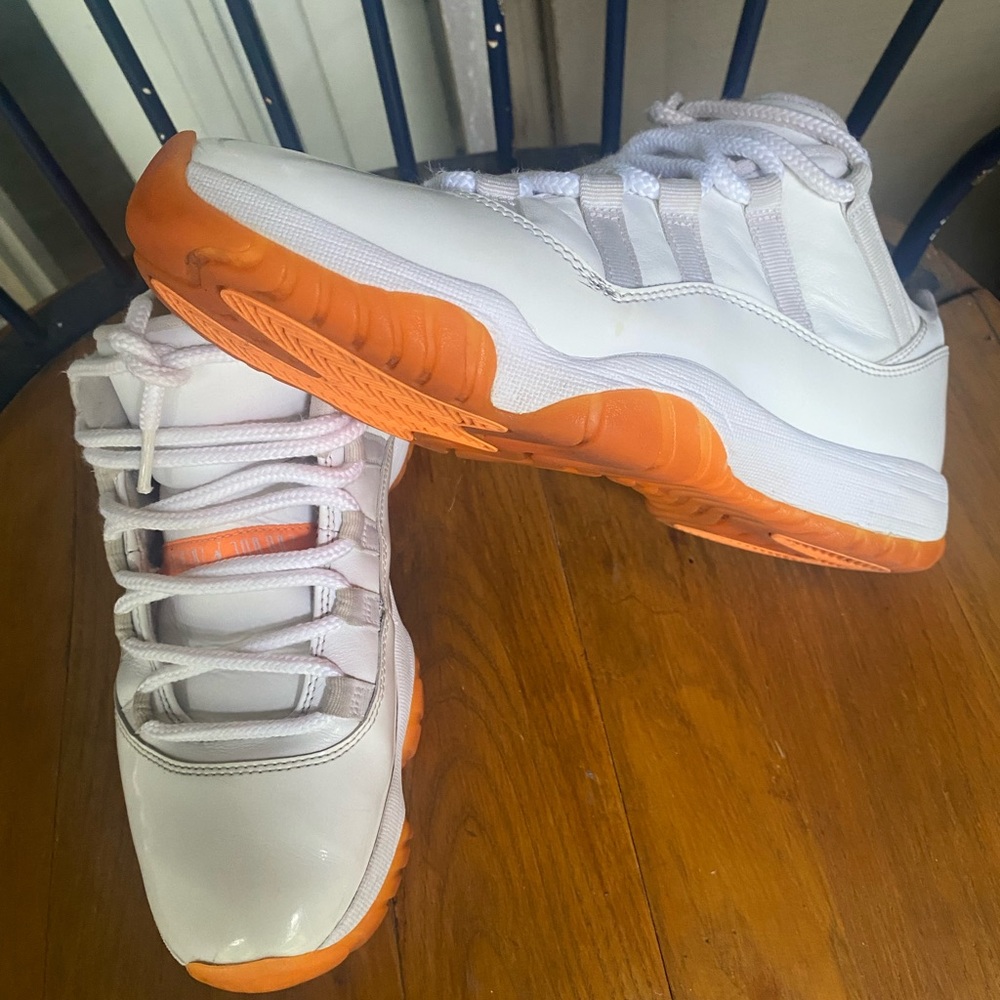 Jordan Women’s White and Orange Sneakers - Picture 4 of 6